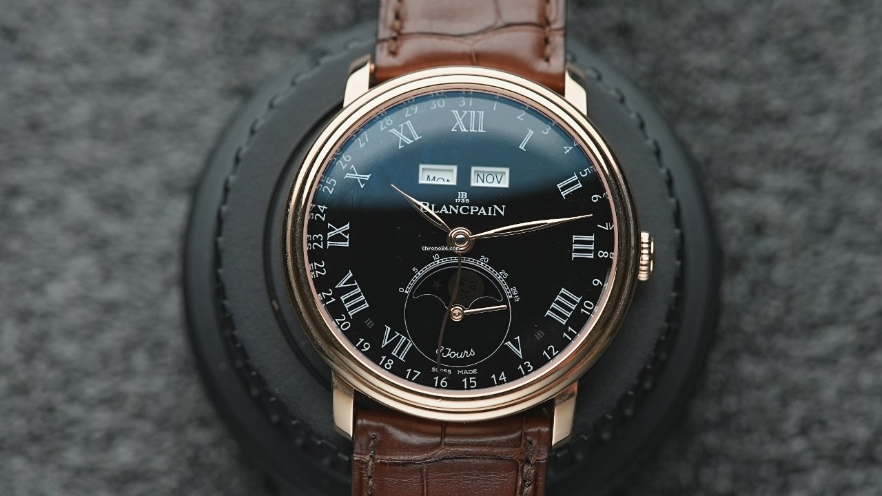 IMG_9081 Blancpain Villeret Quantieme Complet Mens watch Unisex Automatic Rose gold 6639-3637-55b Replica 5