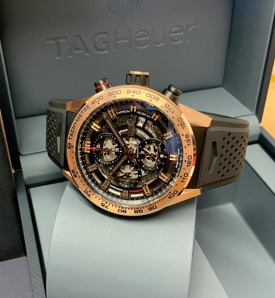 IMG_9081 TAG Heuer Carrera Mens watch Unisex Automatic Rose gold CAR205B.FT6087 Replica 5