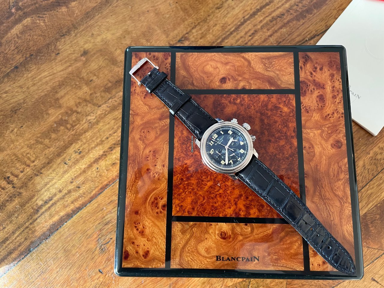 IMG_9081 Blancpain Leman Fly-Back Mens watch Unisex Automatic White gold 2185 Replica 5