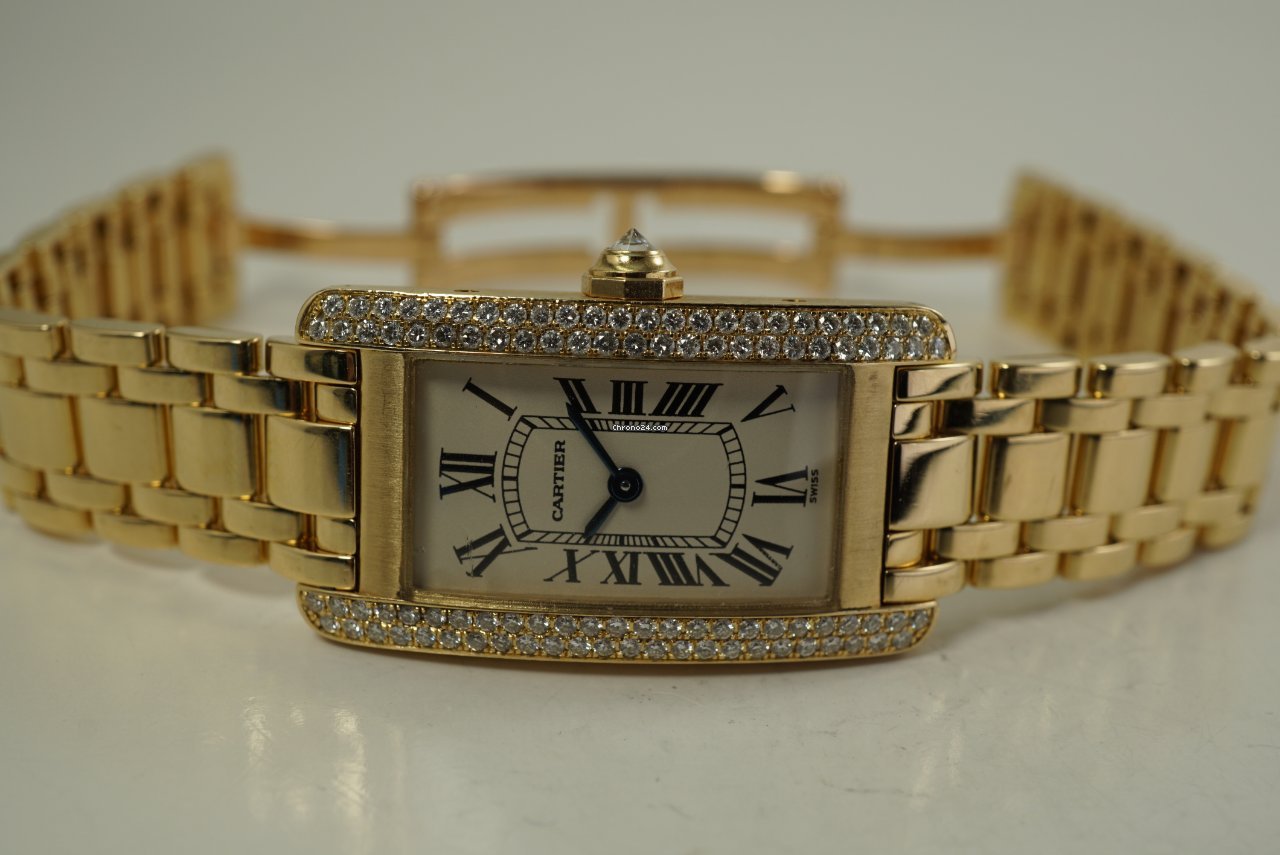 IMG_9081 Cartier Tank Americaine Womens watch Quartz Yellow gold 1710 Replica 5
