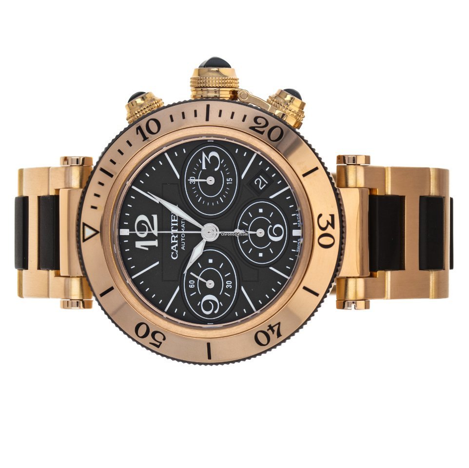 IMG_9081 Cartier Pasha Seatimer Mens watch Unisex Automatic Rose gold W301980M 3066 Replica 5
