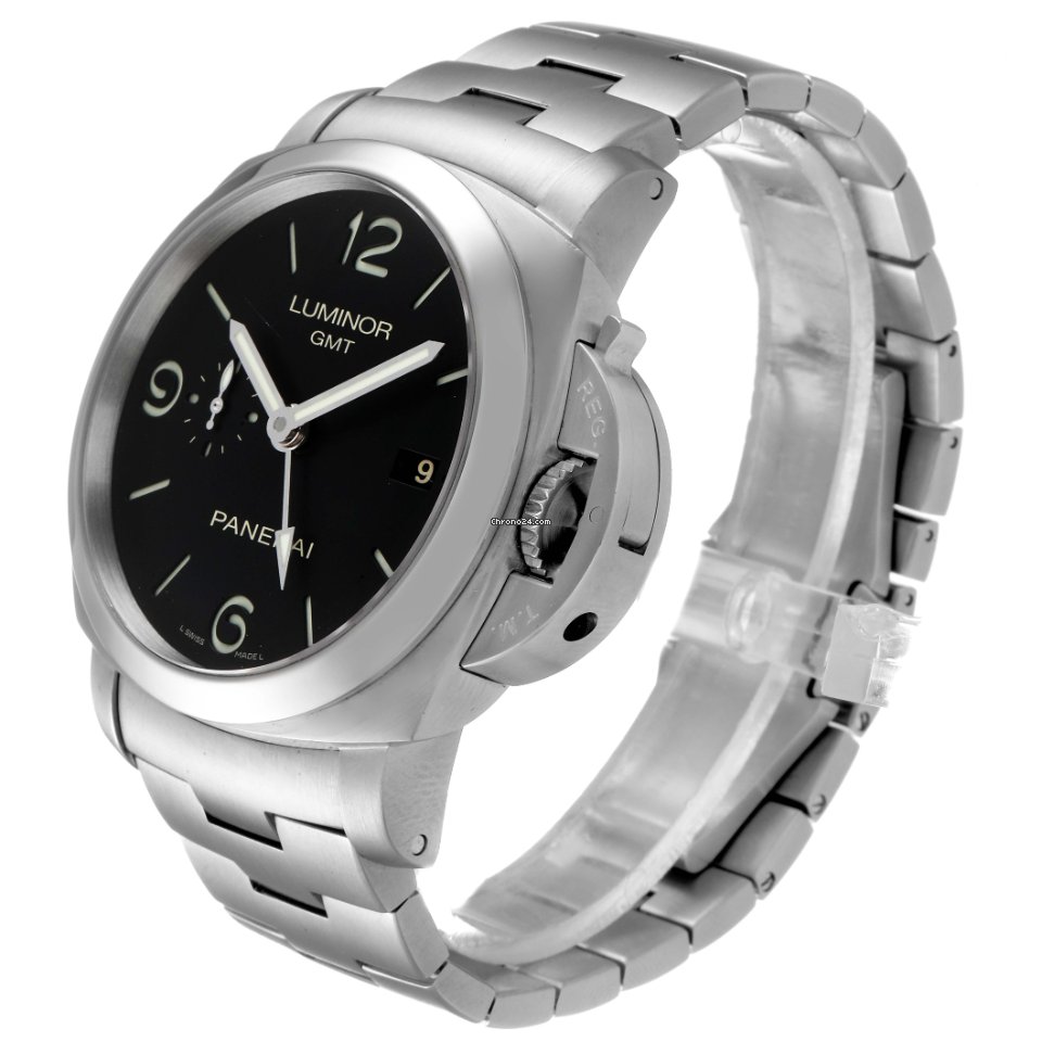 IMG_9081 Panerai Luminor 1950 3 Days GMT Automatic Mens watch Unisex Automatic Steel PAM00329 Replica 5