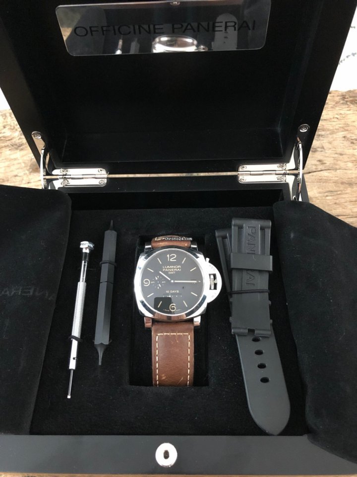 IMG_9081 Panerai Luminor 1950 10 Days GMT Mens watch Unisex Automatic Steel PAM 00533 Replica 5