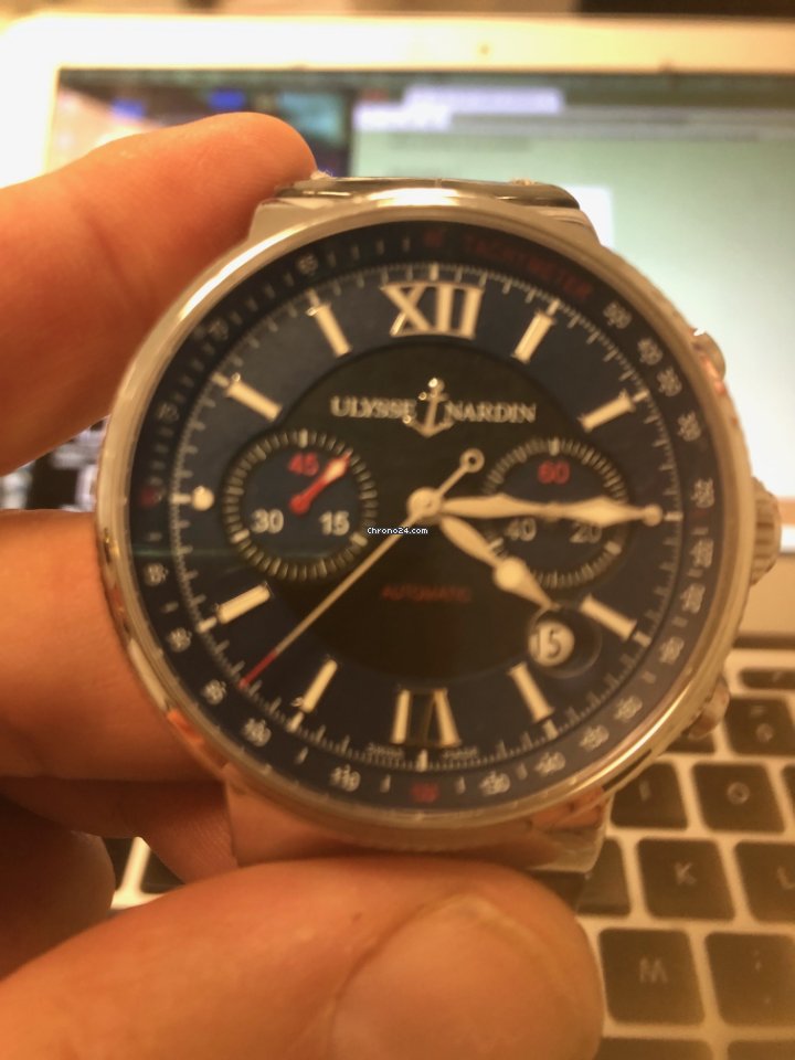 IMG_9081 Ulysse Nardin Marine Chronograph Mens watch Unisex Automatic Steel 353-66-3 323 Replica 5