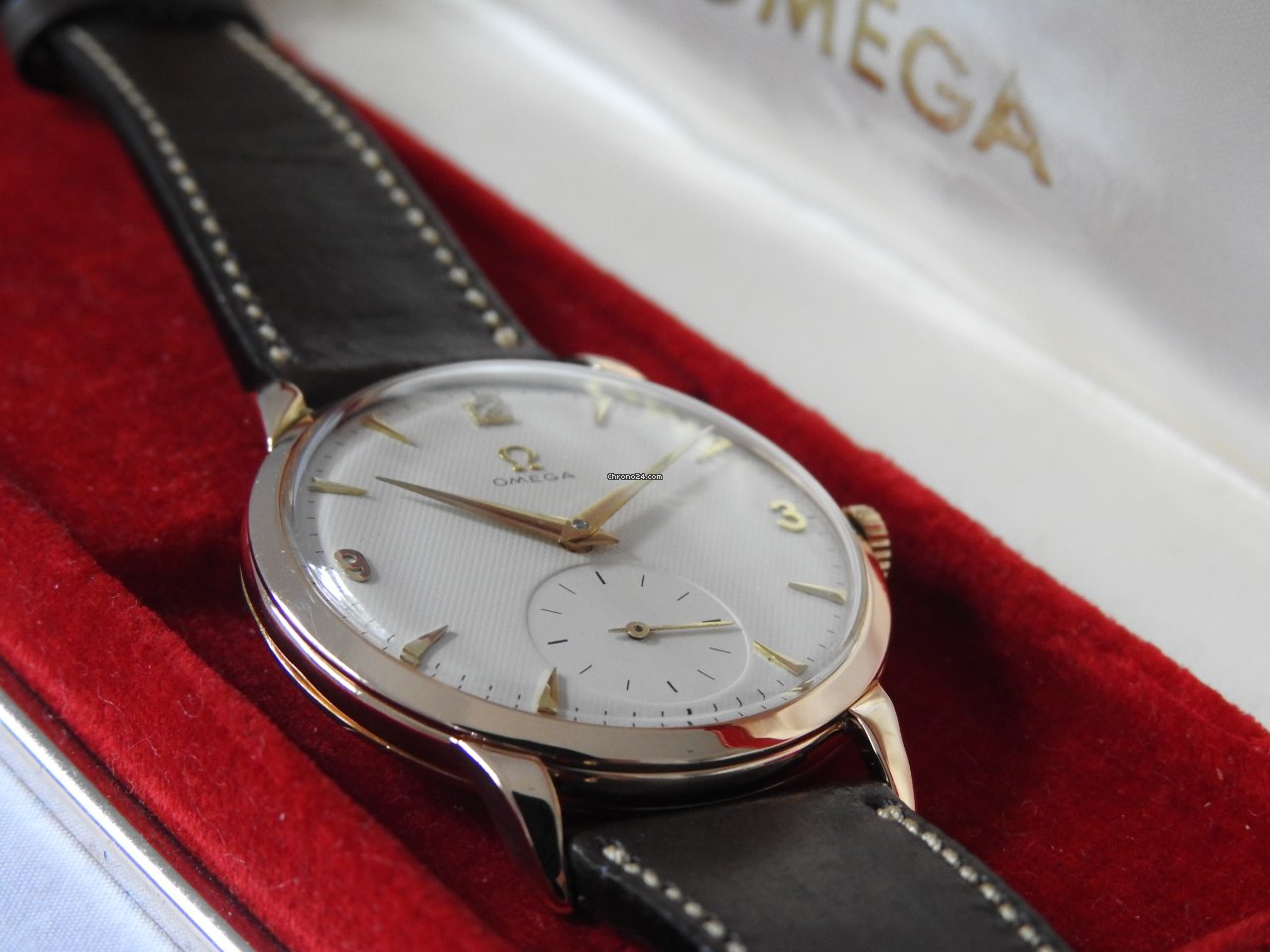 IMG_9081 Omega De Ville Tresor Mens watch Unisex Manual winding Rose gold 2685 Replica 5