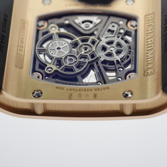 IMG_9081 Richard Mille Mens watch Unisex Manual winding Rose gold RM017 Replica 5