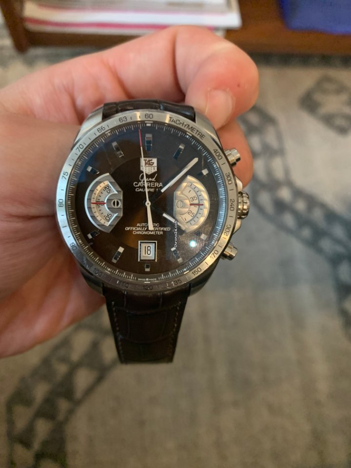 TAG Heuer Grand Carrera Mens watch Unisex Automatic Steel CAV511E.FC6231 Replica 5