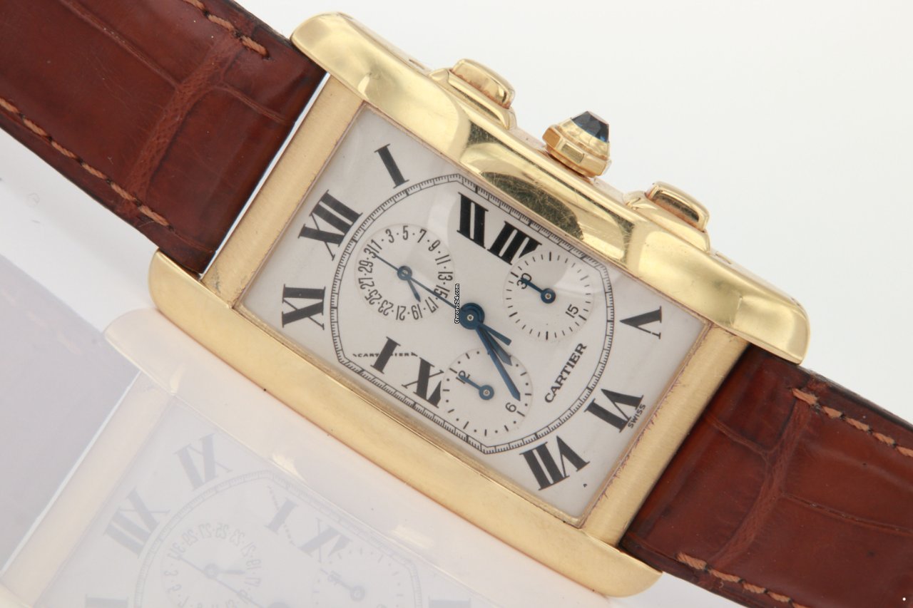 IMG_9081 Cartier Tank Americaine Mens watch Unisex Quartz Yellow gold 1730 Replica 5