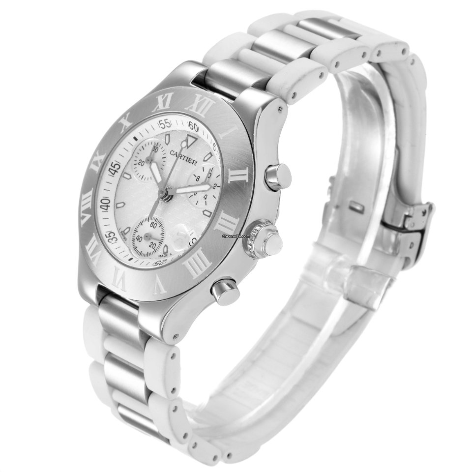 IMG_9081 Cartier 21 Chronoscaph Mens watch Unisex Quartz Steel W10184U2 Replica 5