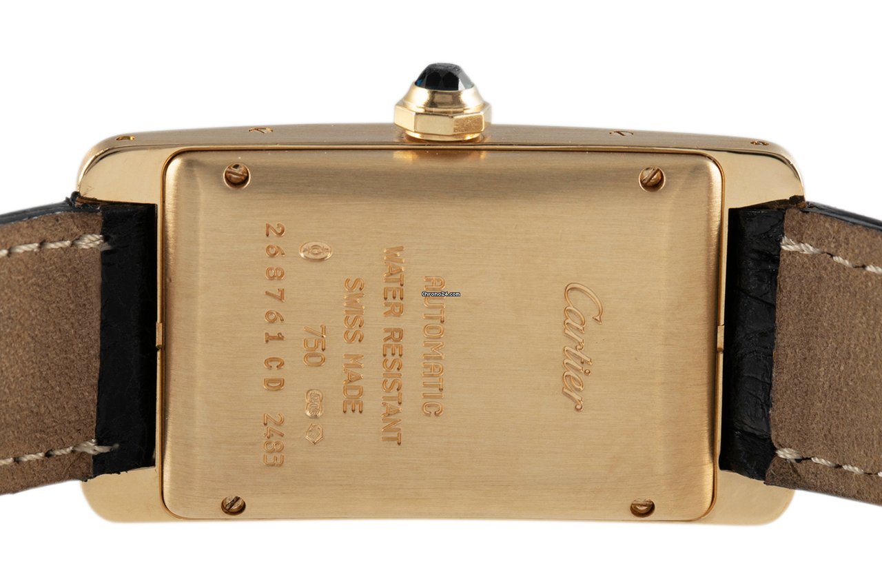 IMG_9081 Cartier Tank Americaine Mens watch Unisex Automatic Yellow gold 2483 Replica 5