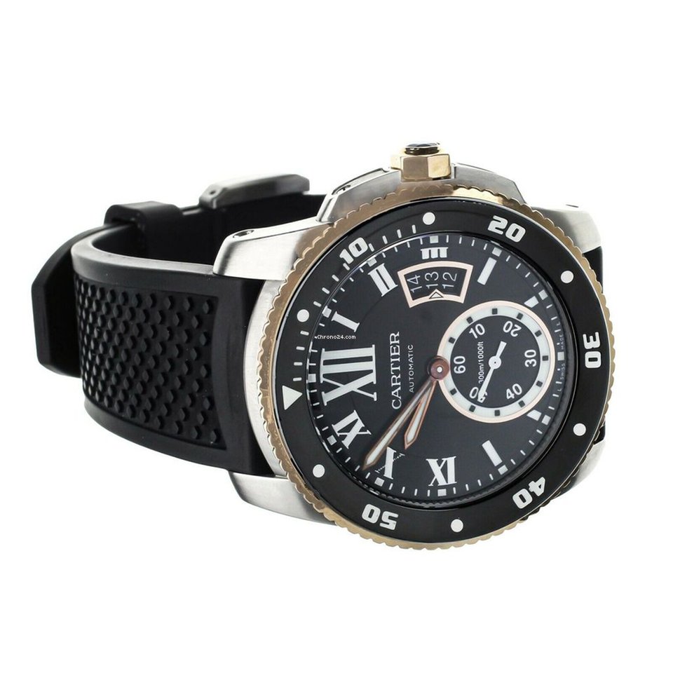 IMG_9081 Cartier Calibre de Cartier Diver Mens watch Unisex Automatic Gold Steel W710055 Replica 5