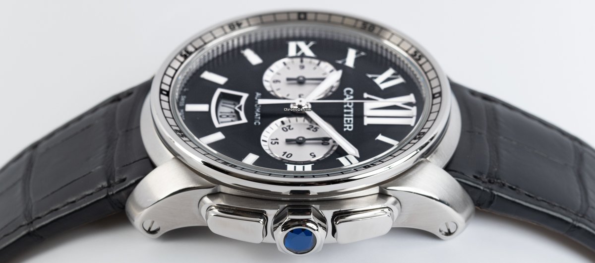 IMG_9081 Cartier Calibre de Cartier Chronograph Mens watch Unisex Automatic Steel W7100060 Replica 5
