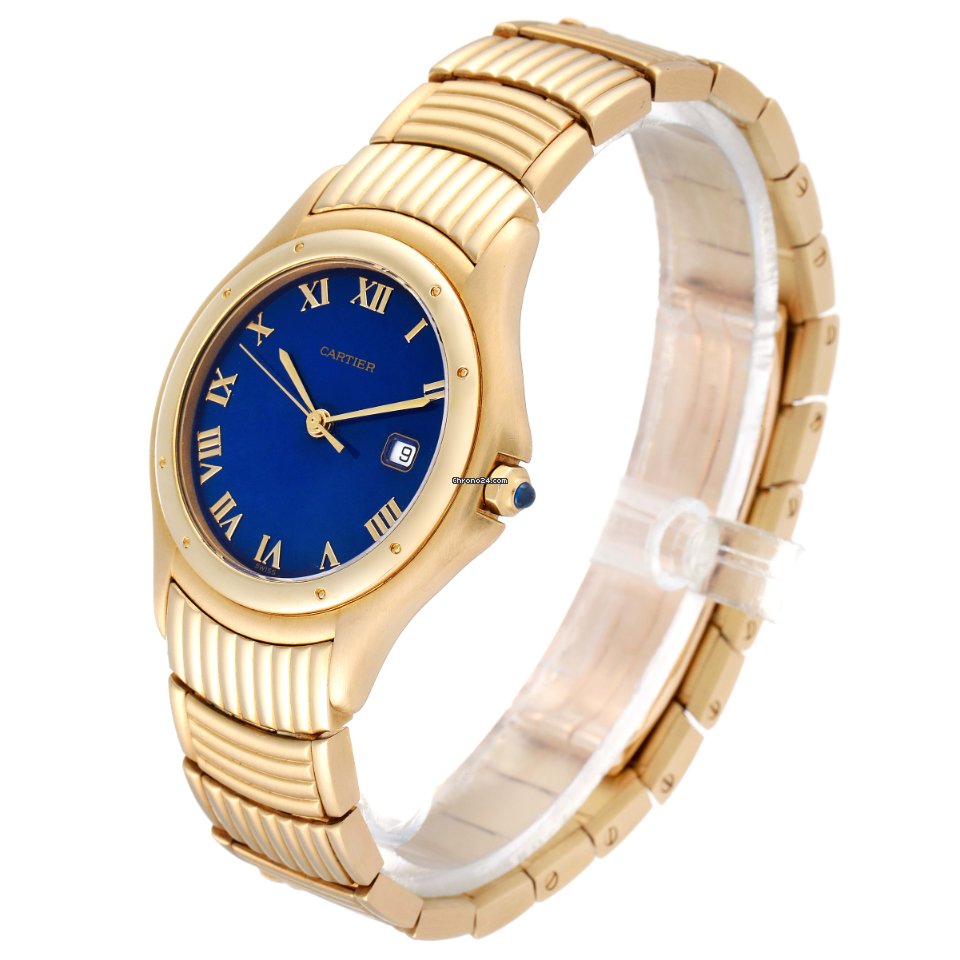 IMG_9081 Cartier Cougar Mens watch Unisex Quartz Yellow gold 11651 Replica 5