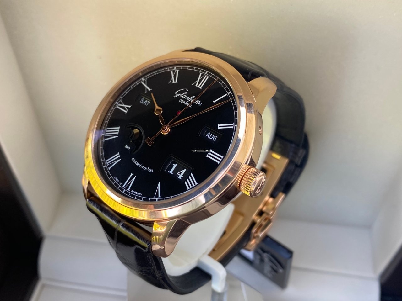 IMG_9081 Glashutte Original Senator Perpetual Calendar Mens watch Unisex Automatic Rose gold 100-02-25-05-05 Replica 5