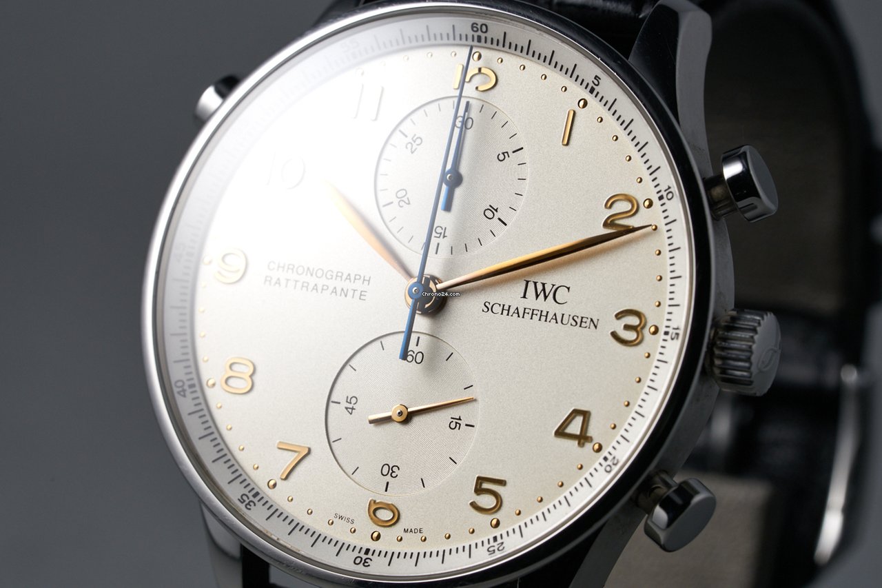 IWC Portuguese Chronograph Mens watch Unisex Manual winding Steel IW3712 Replica 5
