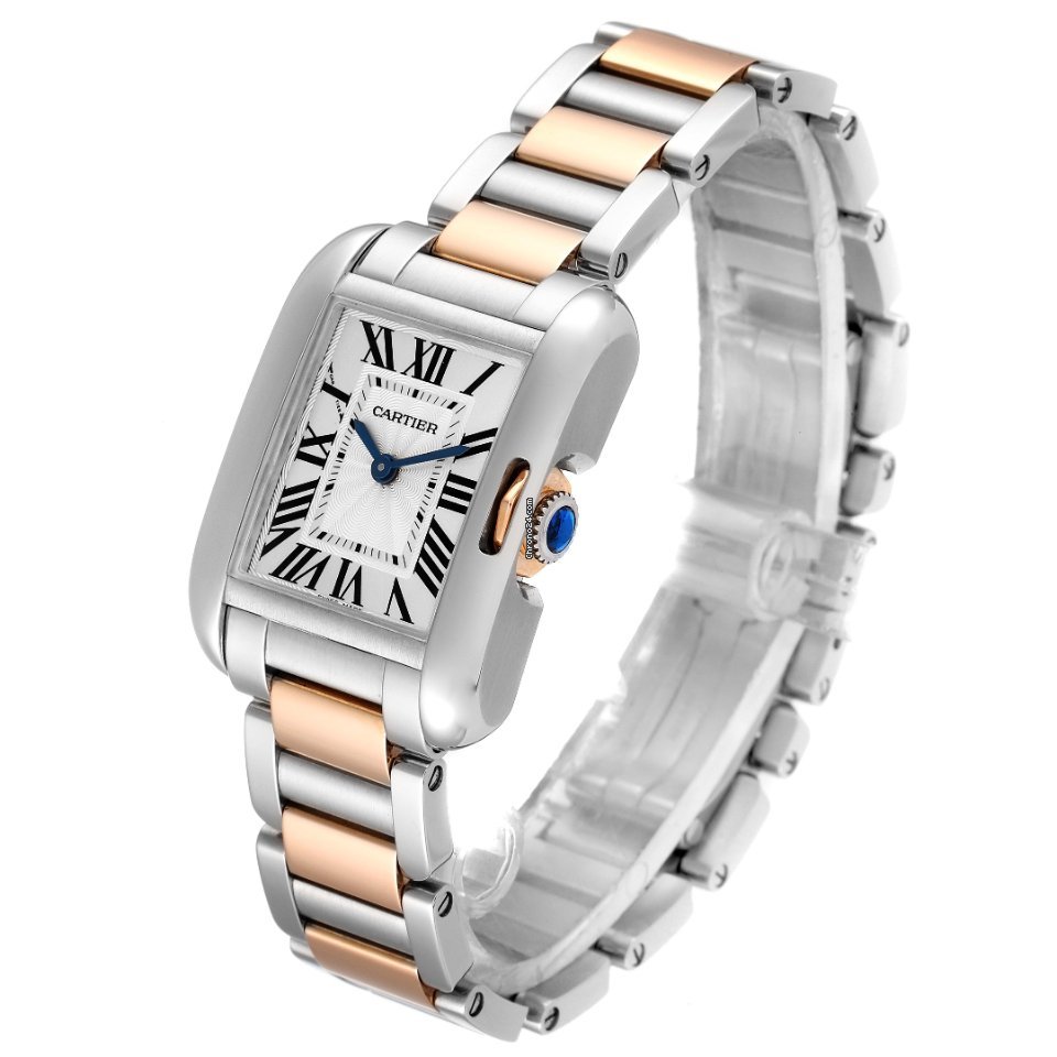 IMG_9081 Cartier Tank Anglaise Womens watch Quartz Gold Steel W5310019 Replica 5
