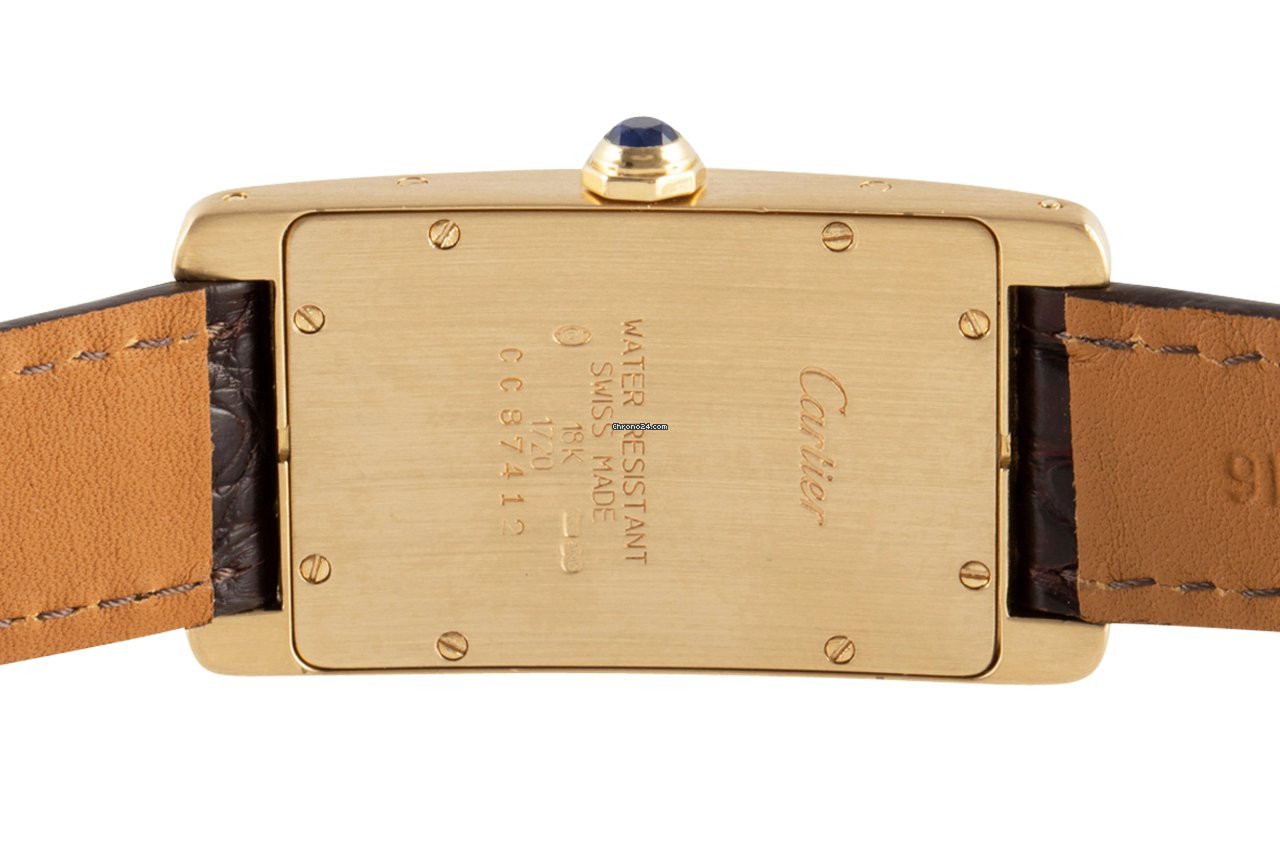 IMG_9081 Cartier Tank Americaine Mens watch Unisex Quartz Yellow gold 1720 Replica 5