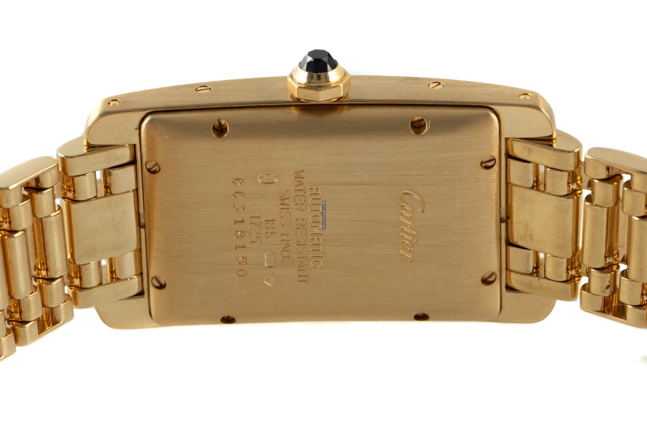 IMG_9081 Cartier Tank Americaine Mens watch Unisex Automatic Yellow gold 1725 Replica 5