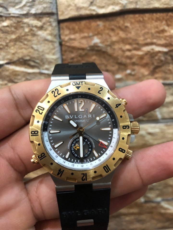 IMG_9081 Bulgari Diagono Mens watch Unisex Automatic Yellow gold GMT 40 G Replica 5