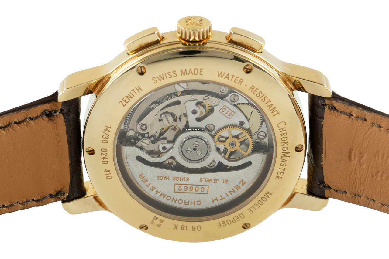 IMG_9081 Zenith El Primero Mens watch Unisex Automatic Yellow gold 14 30.0240.410 Replica 5