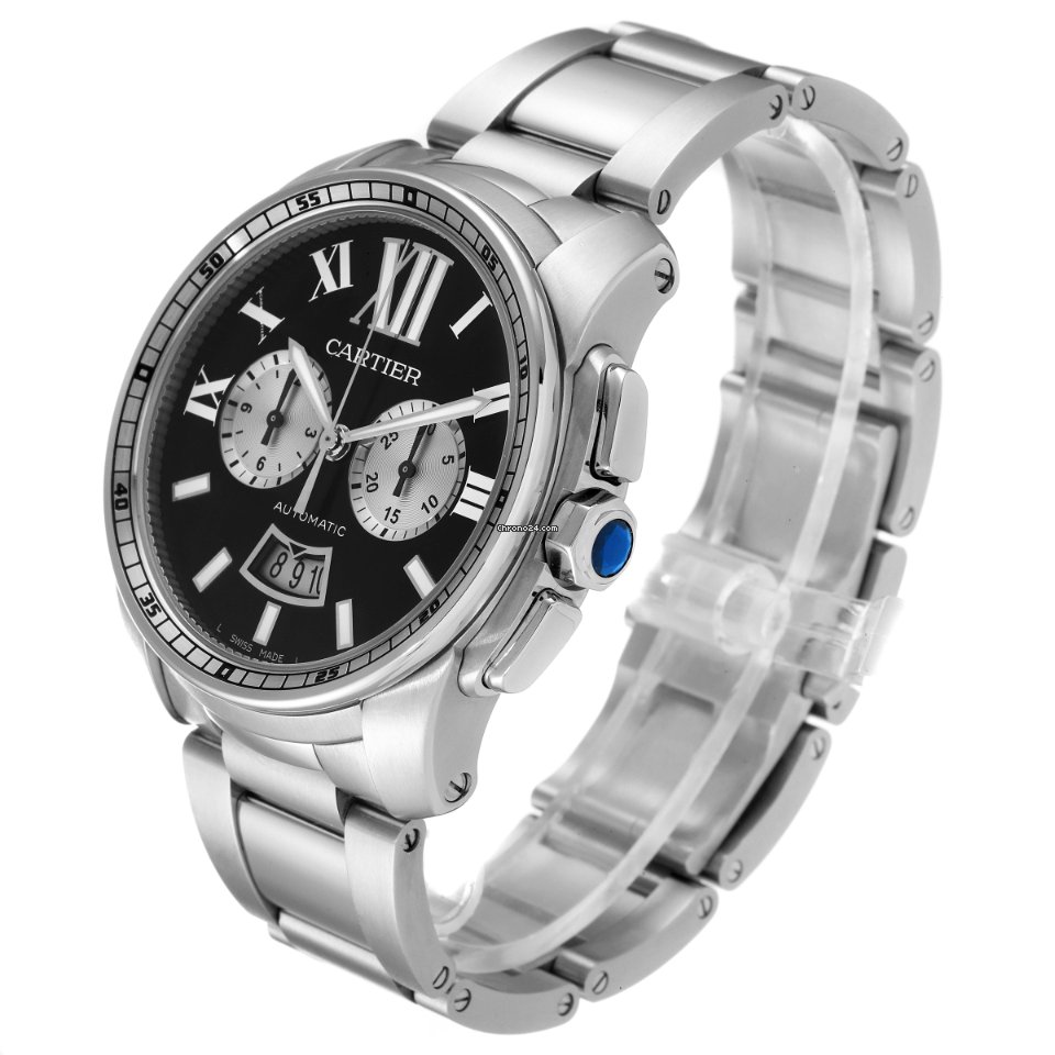 IMG_9081 Cartier Calibre de Cartier Chronograph Mens watch Unisex Automatic Steel W7100061 Replica 5