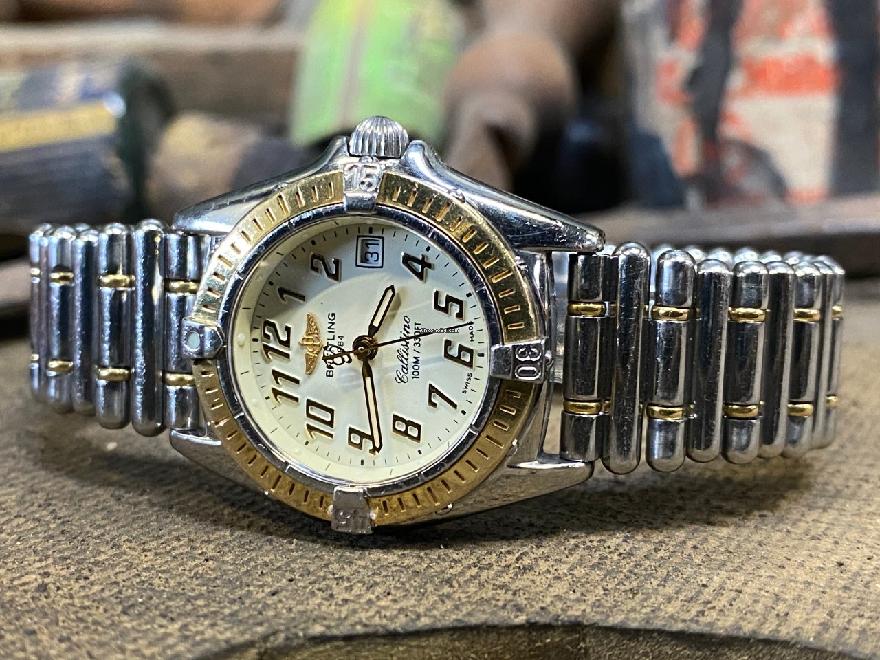 IMG_9081 Breitling Callistino Womens watch Quartz Gold Steel D52345 Replica 5