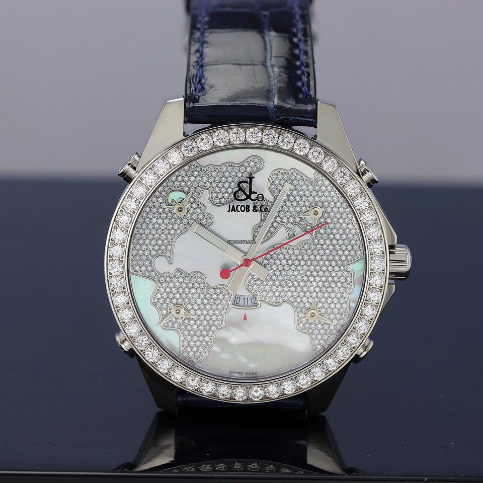 Jacob & Co. Five Time Zone Womens watch Quartz Steel JC-47WW 3.25ct bezel Replica 5