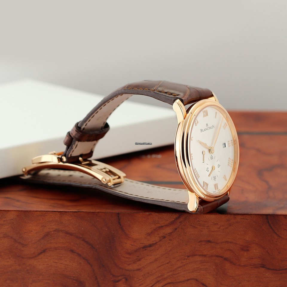 IMG_9081 Blancpain Villeret Ultra-Slim Mens watch Unisex Manual winding Rose gold 6606-3642-55b Replica 5