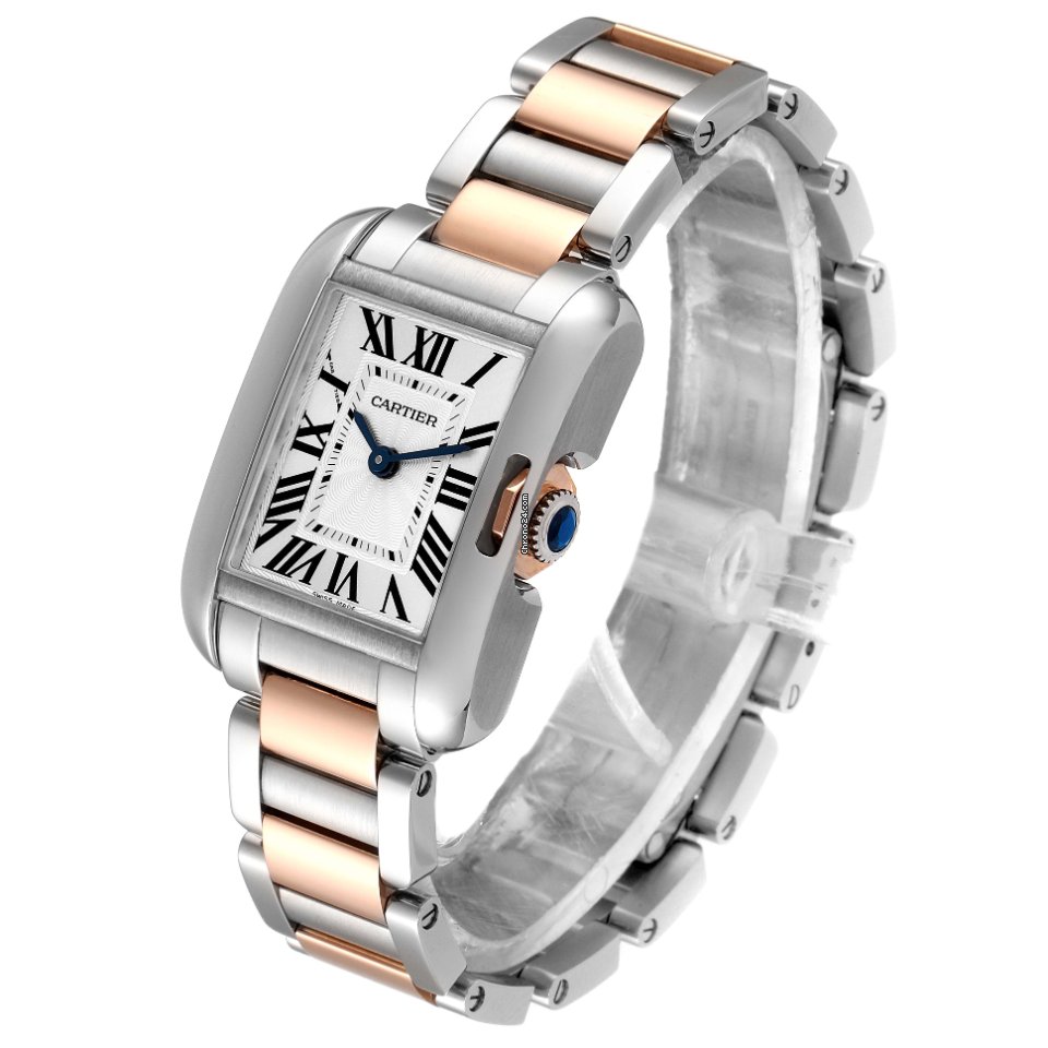 IMG_9081 Cartier Tank Anglaise Womens watch Quartz Gold Steel W5310036 Replica 5