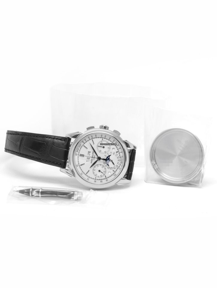 IMG_9081 Patek Philippe Perpetual Calendar Chronograph Mens watch Unisex Manual winding White gold 5270G-013 Replica 5