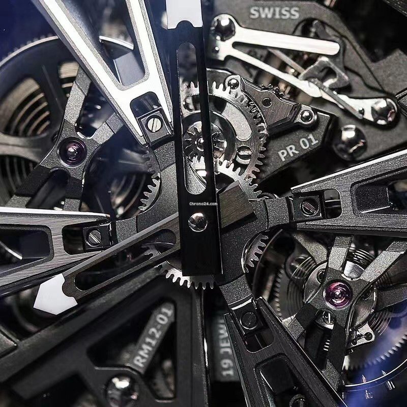 IMG_9081 Richard Mille Mens watch Unisex Automatic Carbon Richard Mille Tourbillon Black Quartz Tpt RM 12-01 Replica 5