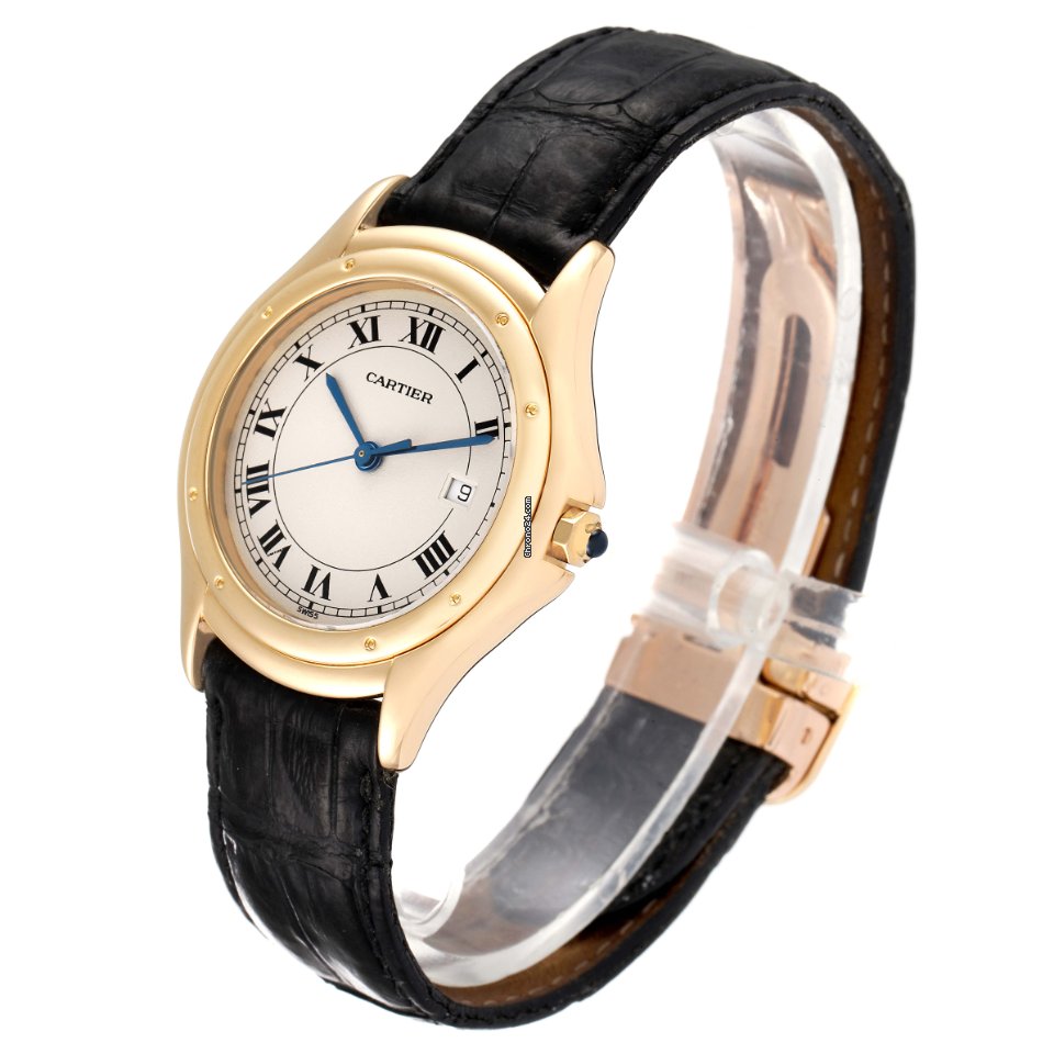 IMG_9081 Cartier Cougar Mens watch Unisex Quartz Yellow gold 887904 Replica 5