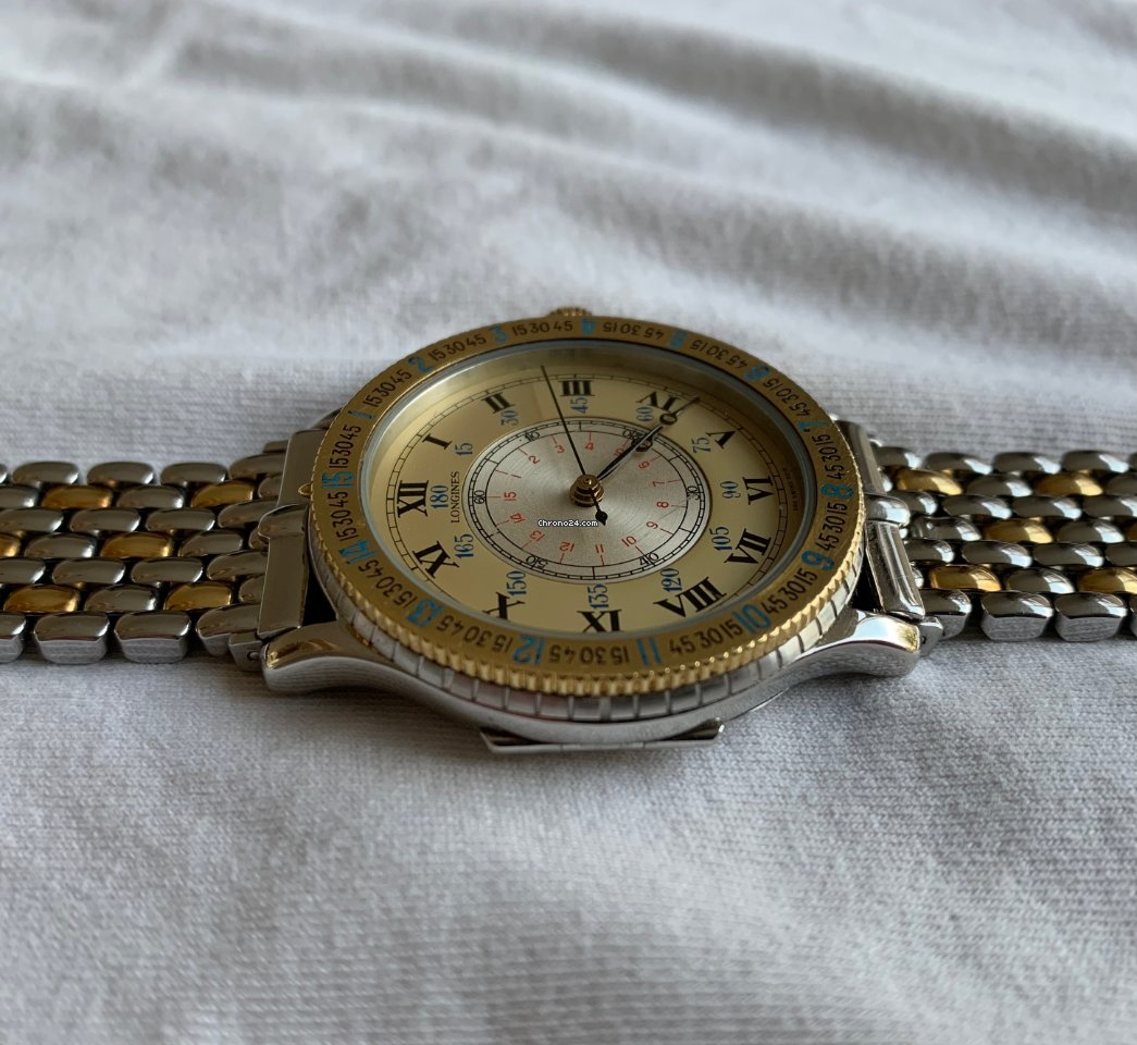 IMG_9081 Longines Lindbergh Hour Angle Mens watch Unisex Automatic Gold Steel 989.5215 Replica 5