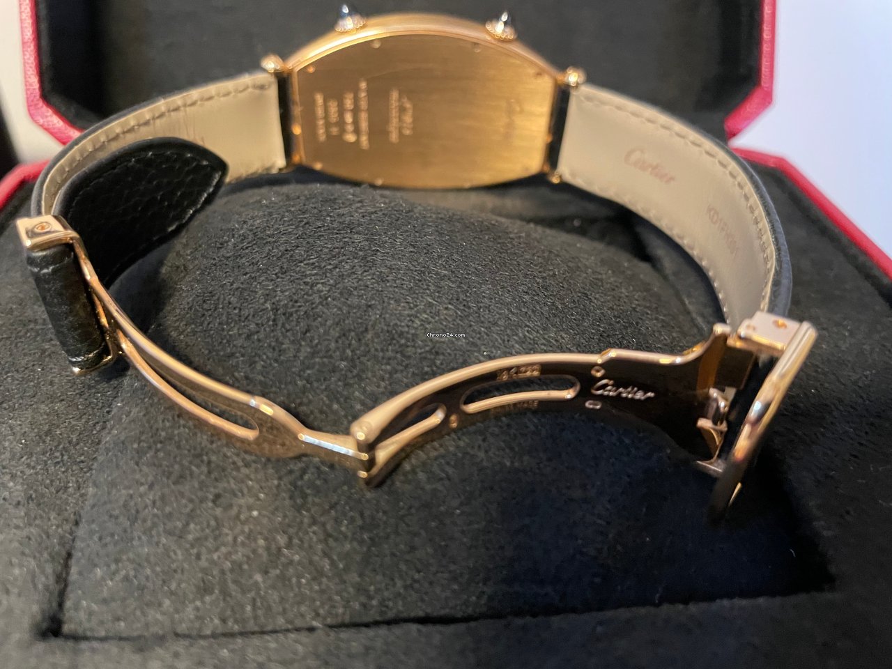 IMG_9081 Cartier Tonneau Mens watch Unisex Manual winding Rose gold Cartier 2805 CPCP Replica 5