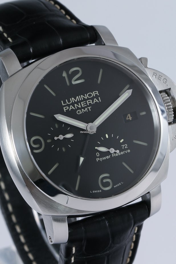 IMG_9081 Panerai Luminor 1950 3 Days GMT Power Reserve Automatic Mens watch Unisex Automatic Steel PAM 00321 Replica 5