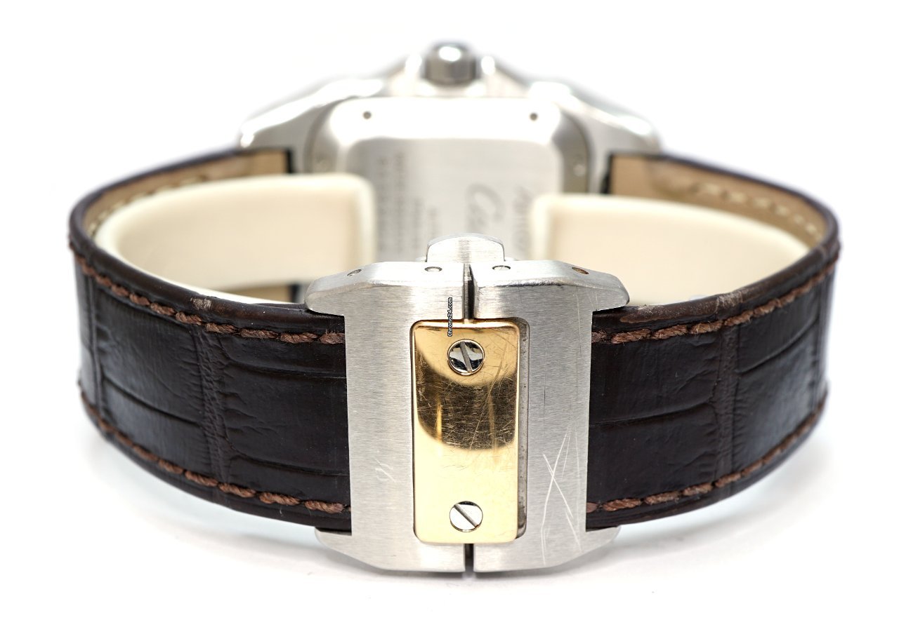 IMG_9081 Cartier Santos 100 Mens watch Unisex Automatic Gold Steel W20107X7 Replica 5