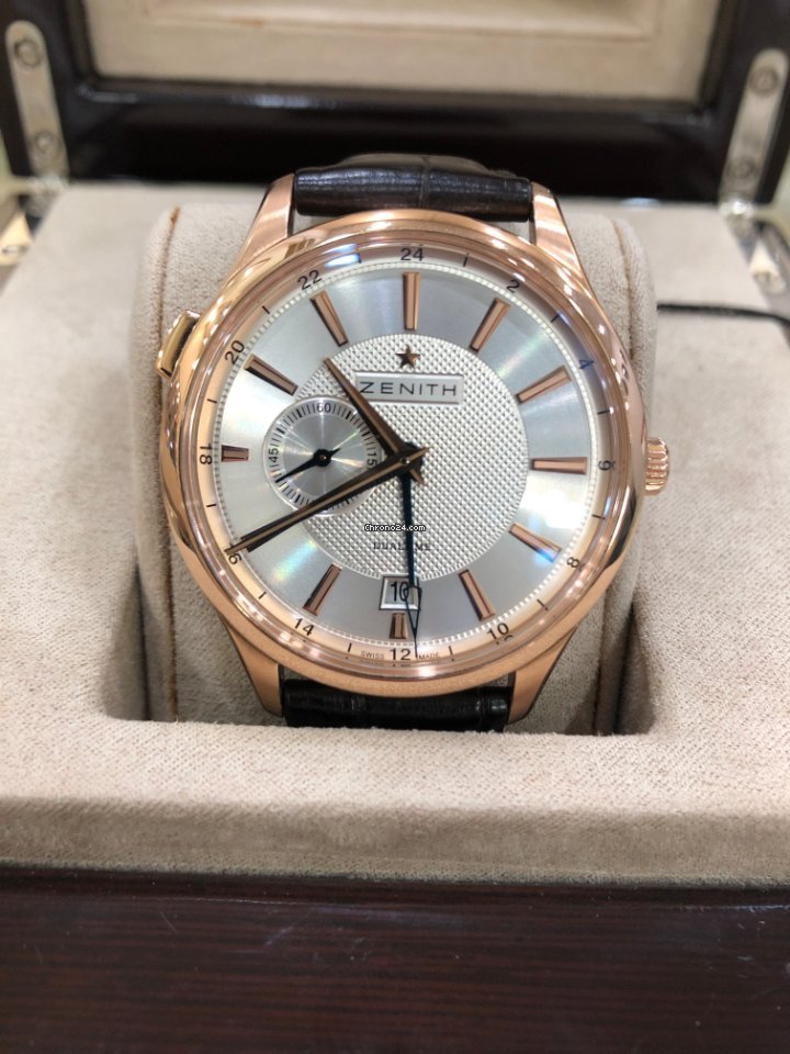IMG_9081 Zenith Elite Dual Time Mens watch Unisex Automatic Rose gold 18.2130.682 02.C498 Replica 5