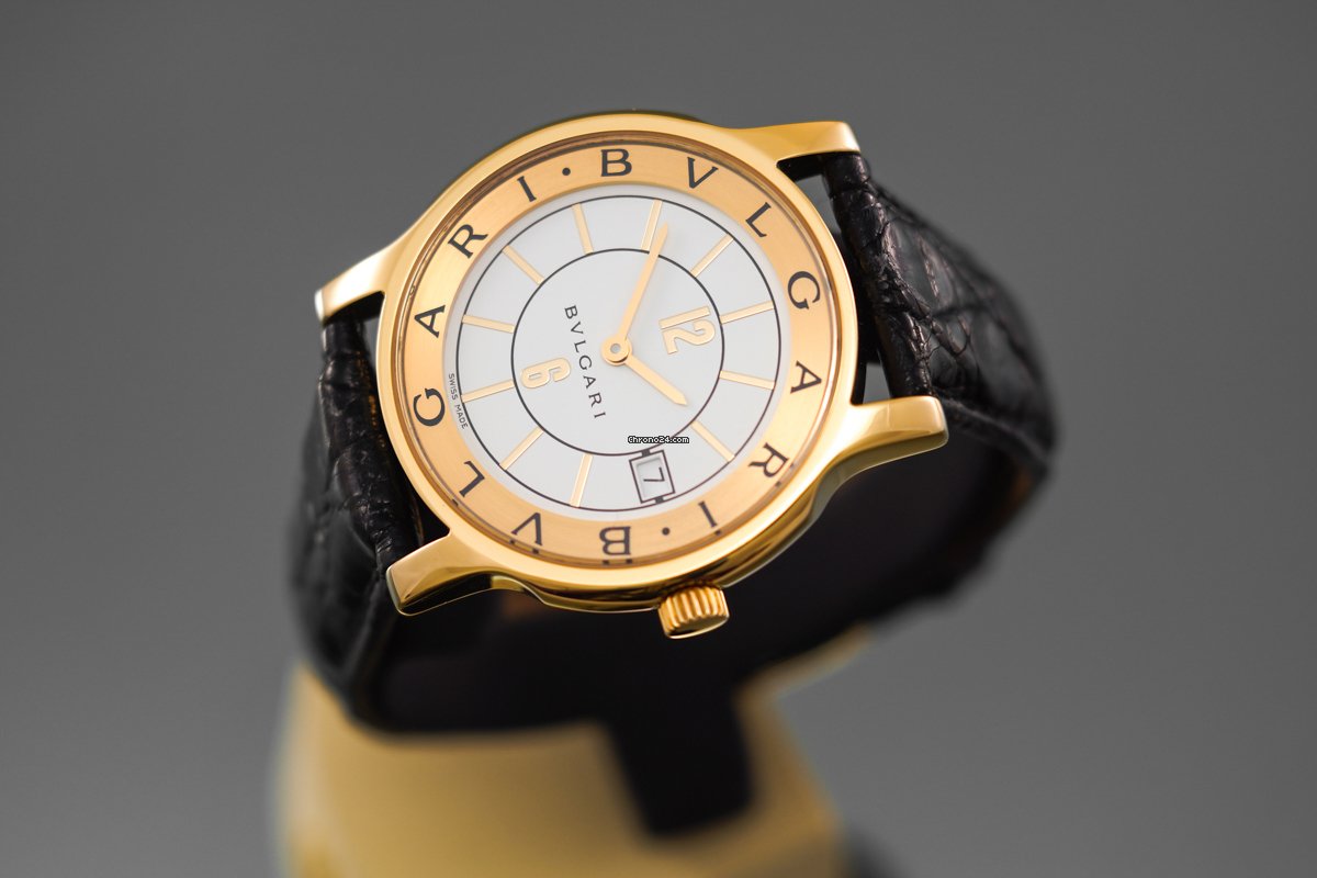 IMG_9081 Bulgari Solotempo Mens watch Unisex Quartz Yellow gold ST35G Replica 5