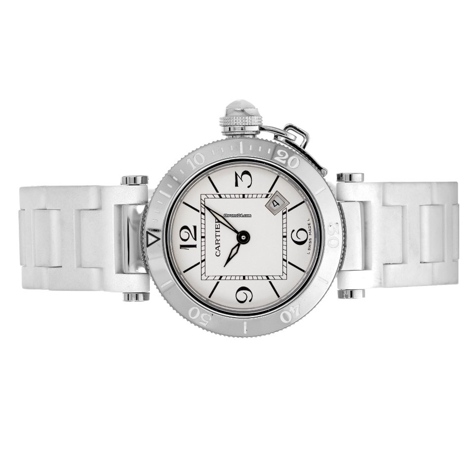 IMG_9081 Cartier Pasha Seatimer Womens watch Quartz Steel W3140002 3025 Replica 5