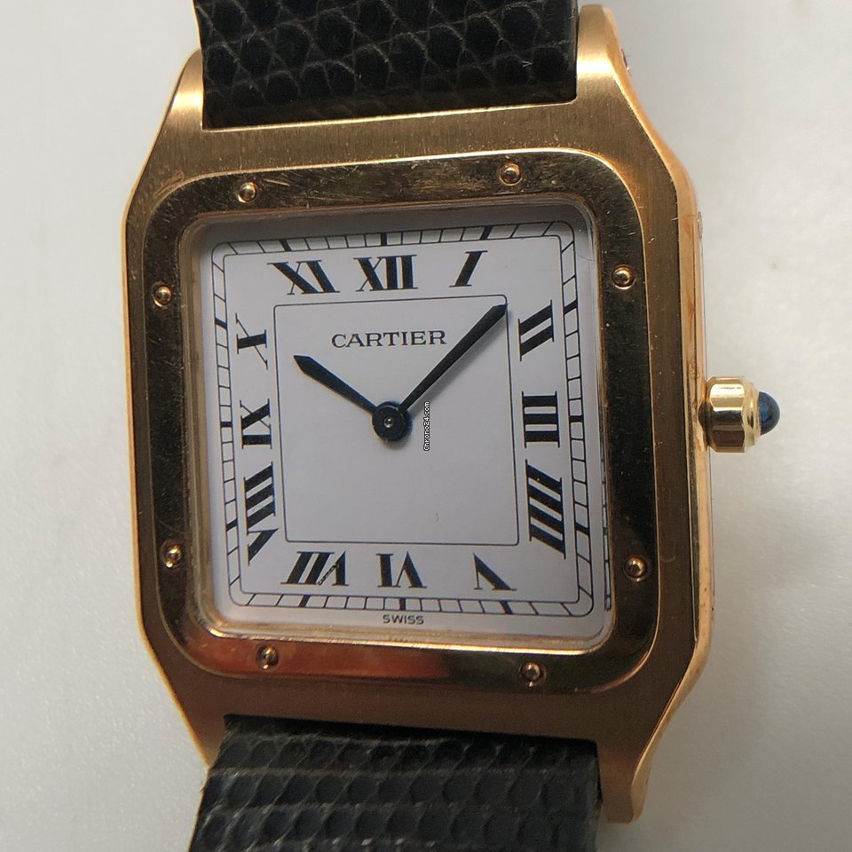 IMG_9081 Cartier Santos Dumont Mens watch Unisex Manual winding Yellow gold 96054 Replica 5