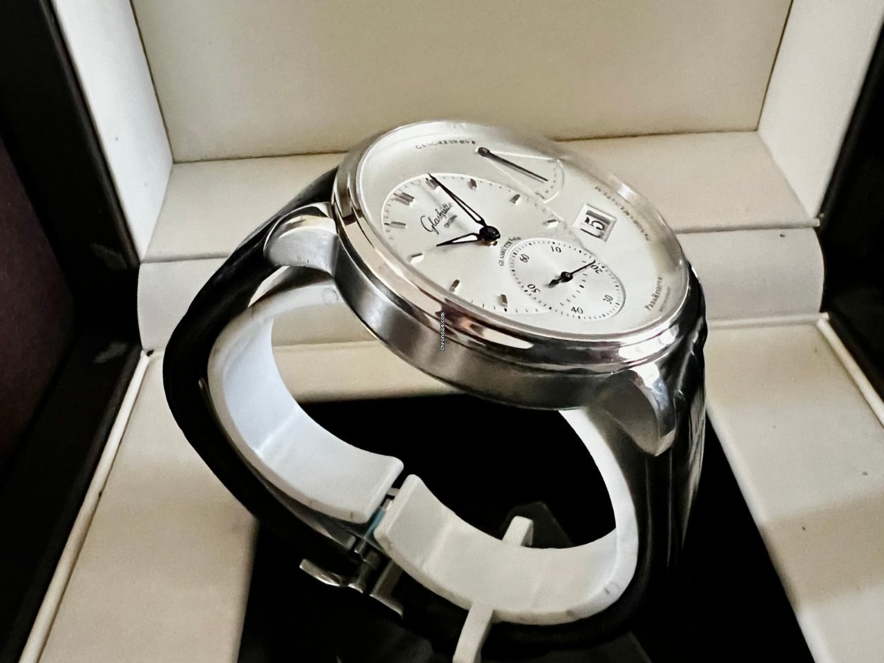IMG_9081 Glashutte Original PanoReserve Mens watch Unisex Manual winding Steel 1-65-01-22-12-04 Replica 5
