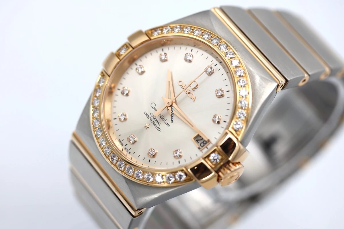 Omega Constellation Ladies Mens watch Unisex Automatic Gold Steel 123.25.35.20.52.001 Replica 5