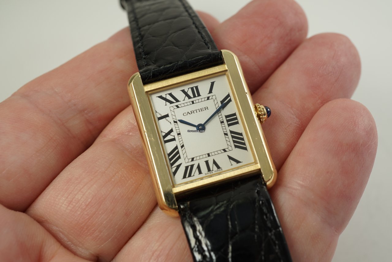 IMG_9081 Cartier Tank Solo Mens watch Unisex Quartz Gold Steel 2743 Replica 5