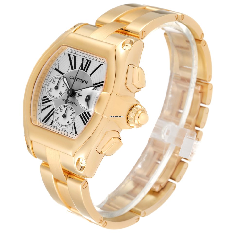 IMG_9081 Cartier Roadster Mens watch Unisex Automatic Yellow gold W62021Y2 Replica 5