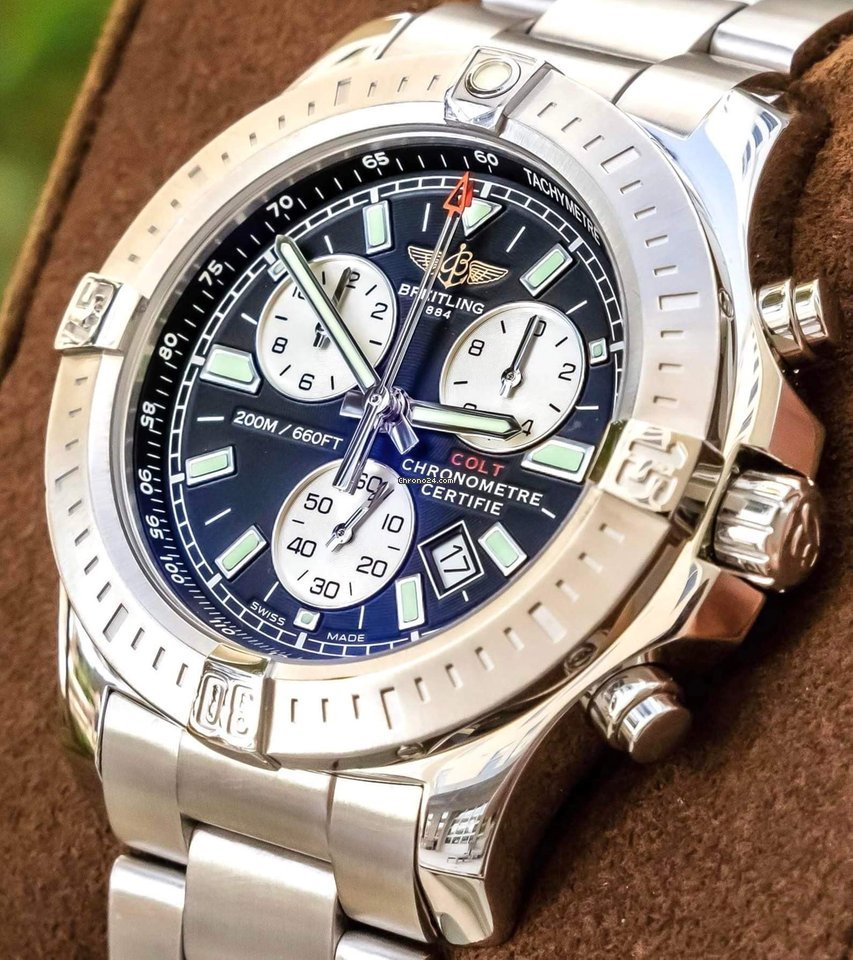 IMG_9081 Breitling Colt Chronograph Mens watch Unisex Quartz Steel A7338811 BD43 Replica 5