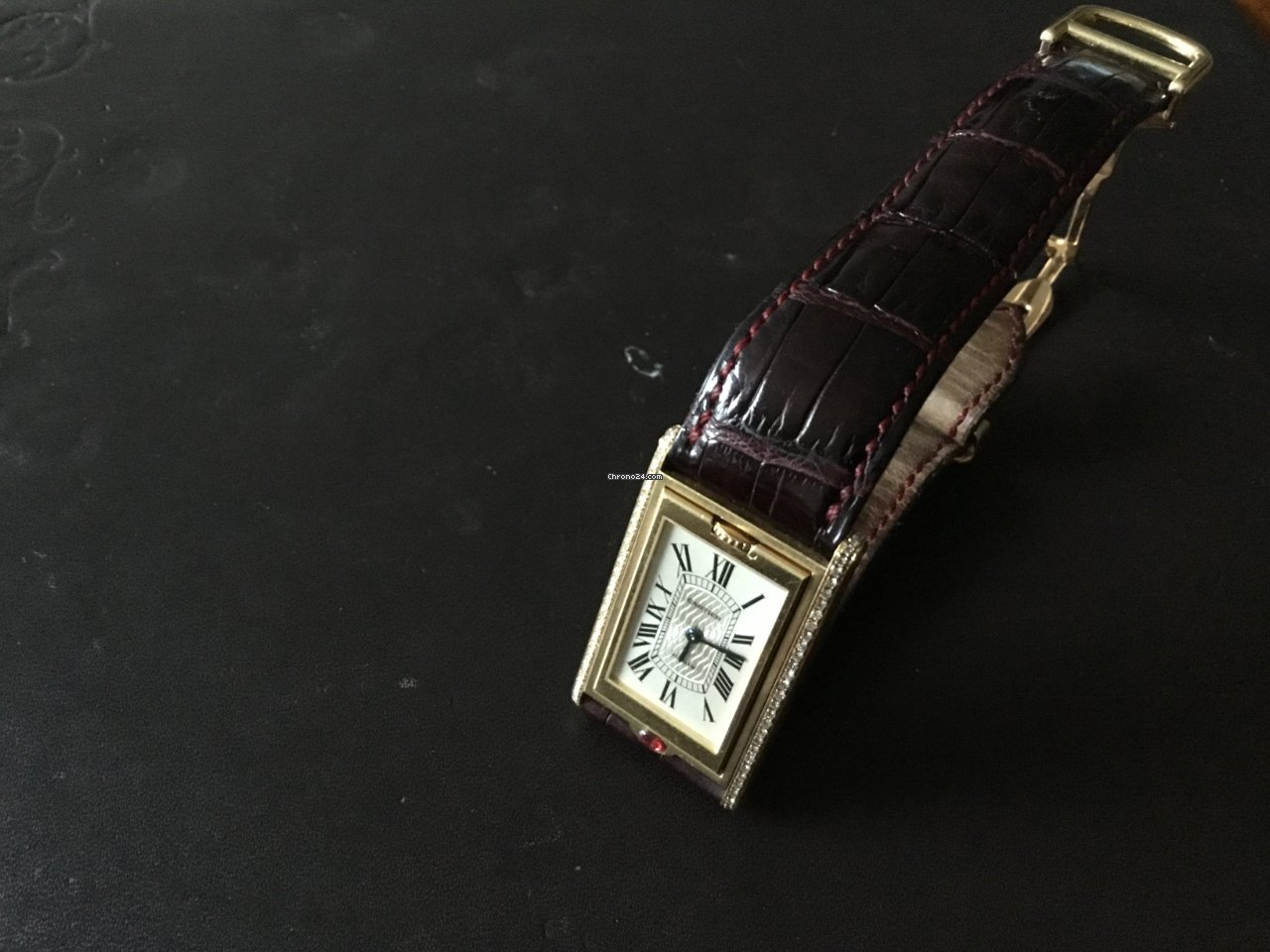 Cartier Mens watch Unisex Quartz Yellow gold 2480 Replica 5