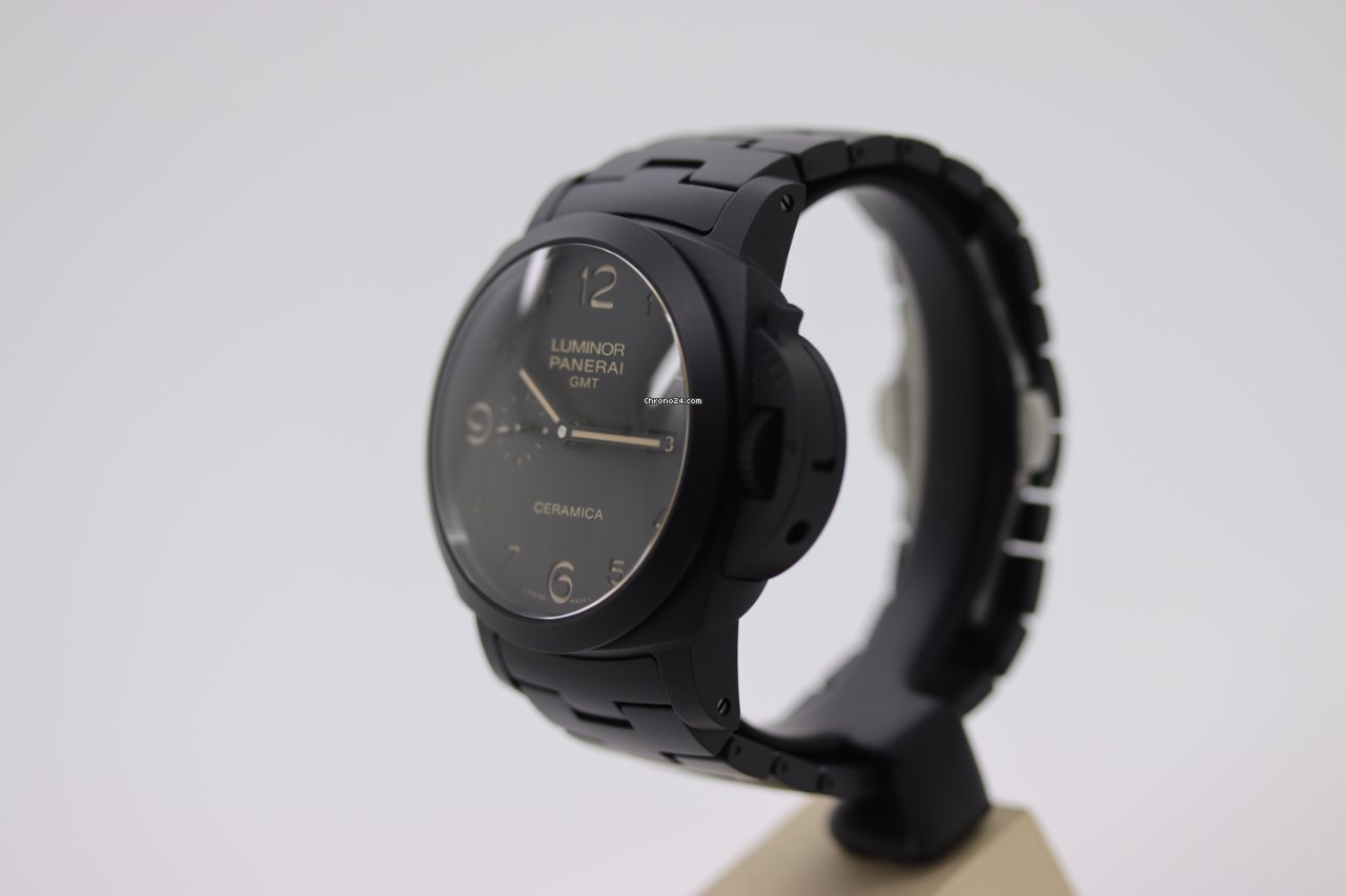 IMG_9081 Panerai Luminor 1950 3 Days GMT Automatic Mens watch Unisex Automatic Ceramic PAM 00438 Replica 5