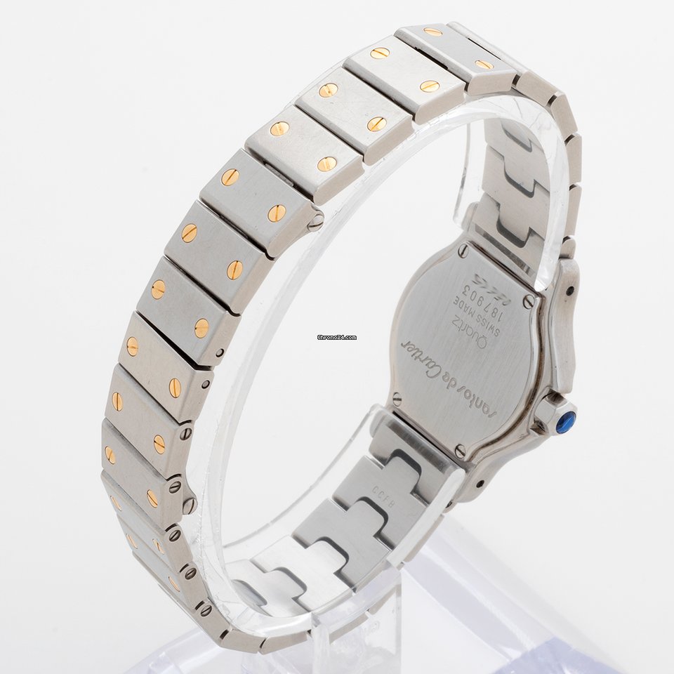 IMG_9081 Cartier Santos Womens watch Quartz Gold Steel 187903 Replica 5