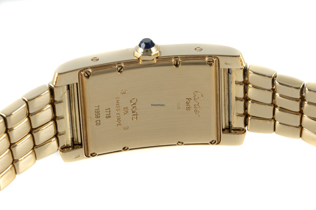 Cartier Tank Americaine Mens watch Unisex Quartz Yellow gold 1716 Replica 5
