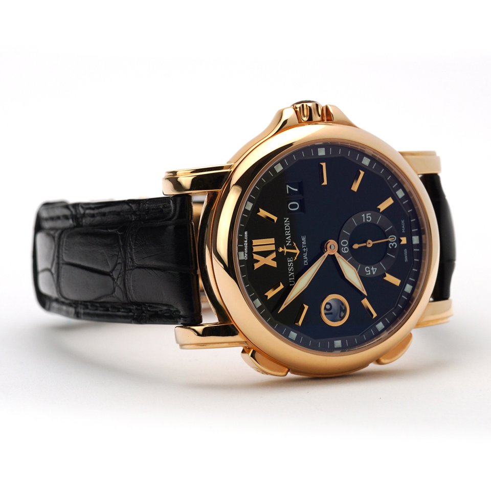 IMG_9081 Ulysse Nardin Dual Time Mens watch Unisex Automatic Rose gold 246-55 32 Replica 5